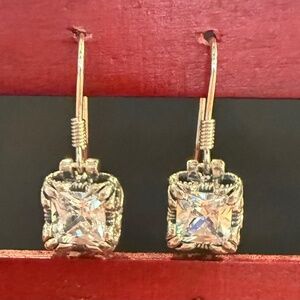 Silpada Uptown Sterling Silver Princess Cut Cubic Zirconia Earrings